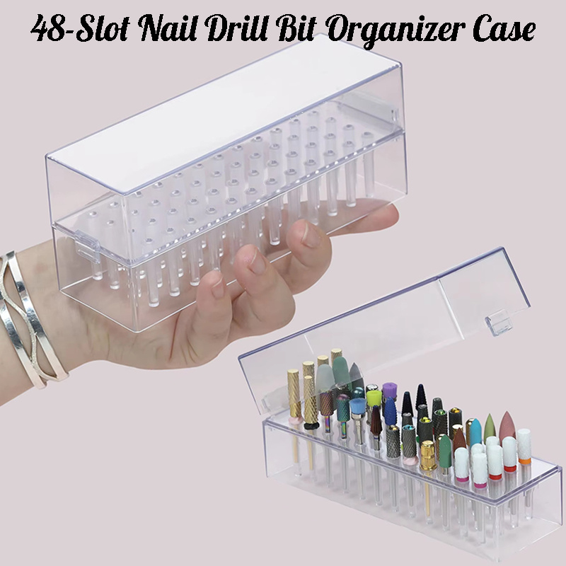 Power Tools Holder - 48홀 클리어 네일 드릴 비트 홀더